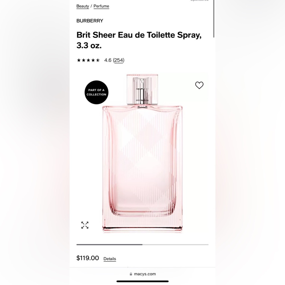 COPY - Burberry Brit perfume - Brit Sheer. 100ml/3.3oz